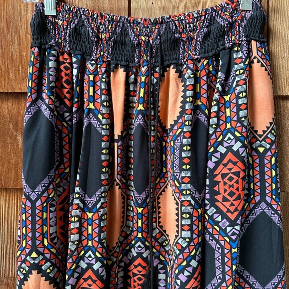 NWT Anthropologie Tribal Print Maxi Skirt With Elastic Smocked Waist in X-Small - Picture 4 of 14